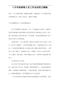 3月市场销售人员工作总结范文精编