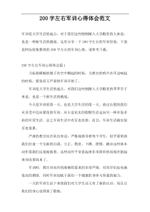 200字左右军训心得体会范文