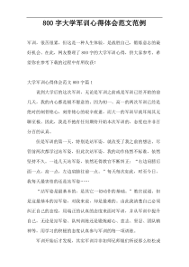 800字大学军训心得体会范文范例