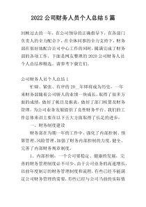 2022公司财务人员个人总结5篇