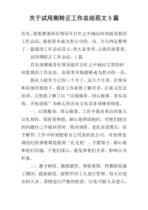 关于试用期转正工作总结范文5篇