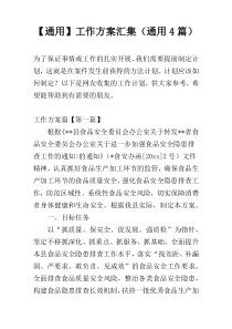 【通用】工作方案汇集（通用4篇）