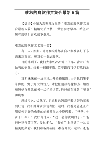 难忘的野炊作文集合最新5篇