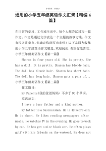 通用的小学五年级英语作文汇聚【精编4篇】