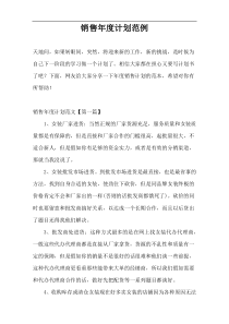 销售年度计划范例