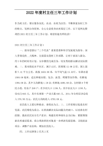 2022年度村主任三年工作计划