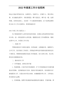 2022年度度工作计划范例