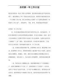 农村新一年工作计划