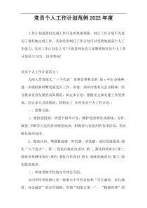 党员个人工作计划范例2022年度