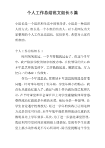 个人工作总结范文组长5篇