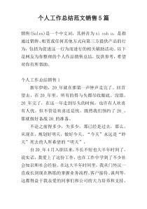 个人工作总结范文销售5篇_1