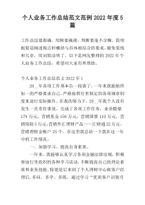 个人业务工作总结范文范例2022年度5篇