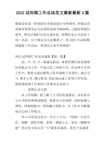 2022试用期工作总结范文最新最新4篇