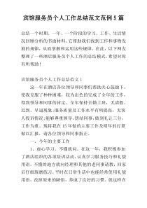 宾馆服务员个人工作总结范文范例5篇