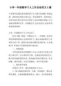 小学一年级数学个人工作总结范文5篇