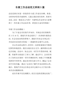 车展工作总结范文样例5篇