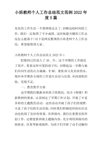 小班教师个人工作总结范文范例2022年度5篇
