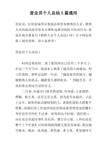 营业员个人总结5篇通用