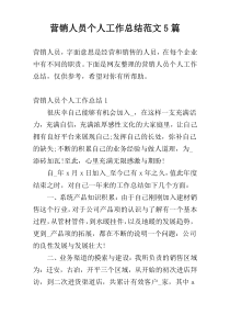 营销人员个人工作总结范文5篇