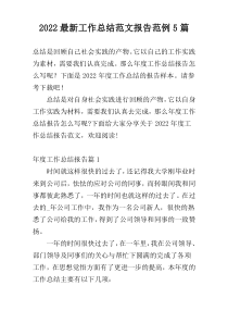 2022最新工作总结范文报告范例5篇