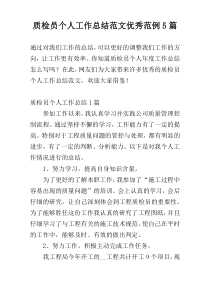 质检员个人工作总结范文优秀范例5篇