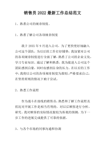 销售员2022最新工作总结范文