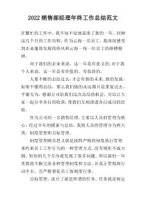 2022销售部经理年终工作总结范文