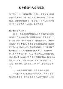 税务稽查个人总结范例