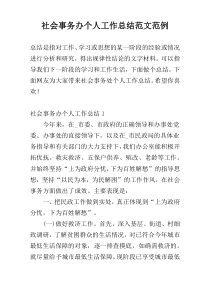 社会事务办个人工作总结范文范例