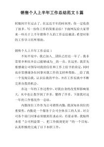 销售个人上半年工作总结范文5篇