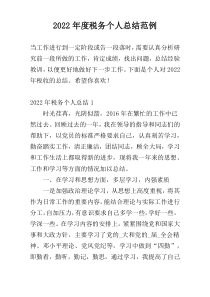2022年度税务个人总结范例