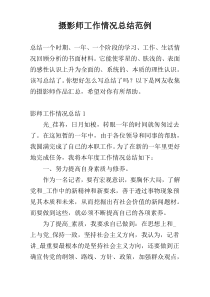 摄影师工作情况总结范例