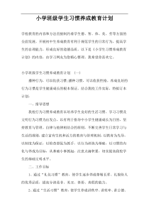 小学班级学生习惯养成教育计划