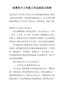 收费员个人年度工作总结范文范例