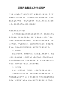 项目质量检查工作计划范例