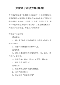大型亲子活动方案(案例)