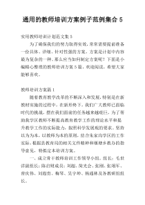 通用的教师培训方案例子范例集合5