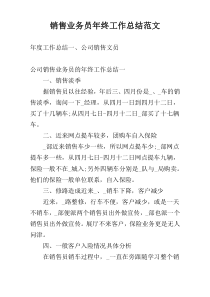 销售业务员年终工作总结范文