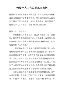 特警个人工作总结范文范例
