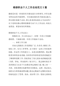 维修职业个人工作总结范文5篇