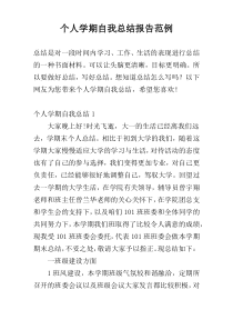 个人学期自我总结报告范例