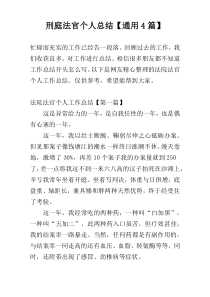 刑庭法官个人总结【通用4篇】