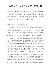 检验人员个人工作总结范文范例5篇