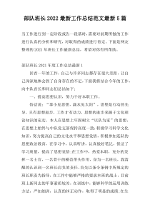 部队班长2022最新工作总结范文最新5篇