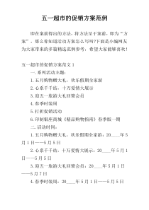 五一超市的促销方案范例