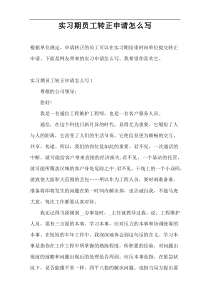 实习期员工转正申请怎么写