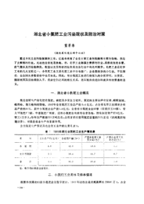 【工业污染】湖北省小氮肥工业污染现状及防治对策