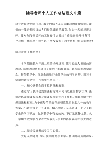 辅导老师个人工作总结范文5篇