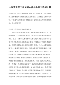 小学班主任工作培训心得体会范文范例5篇