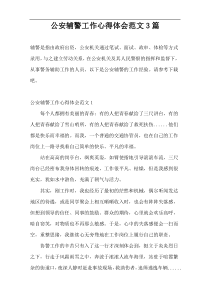 公安辅警工作心得体会范文3篇